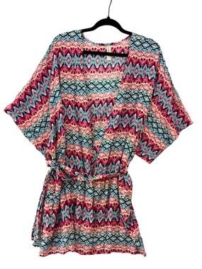 Swim by Cacique Boho Kimono Top Belted Tribal Print 18/20